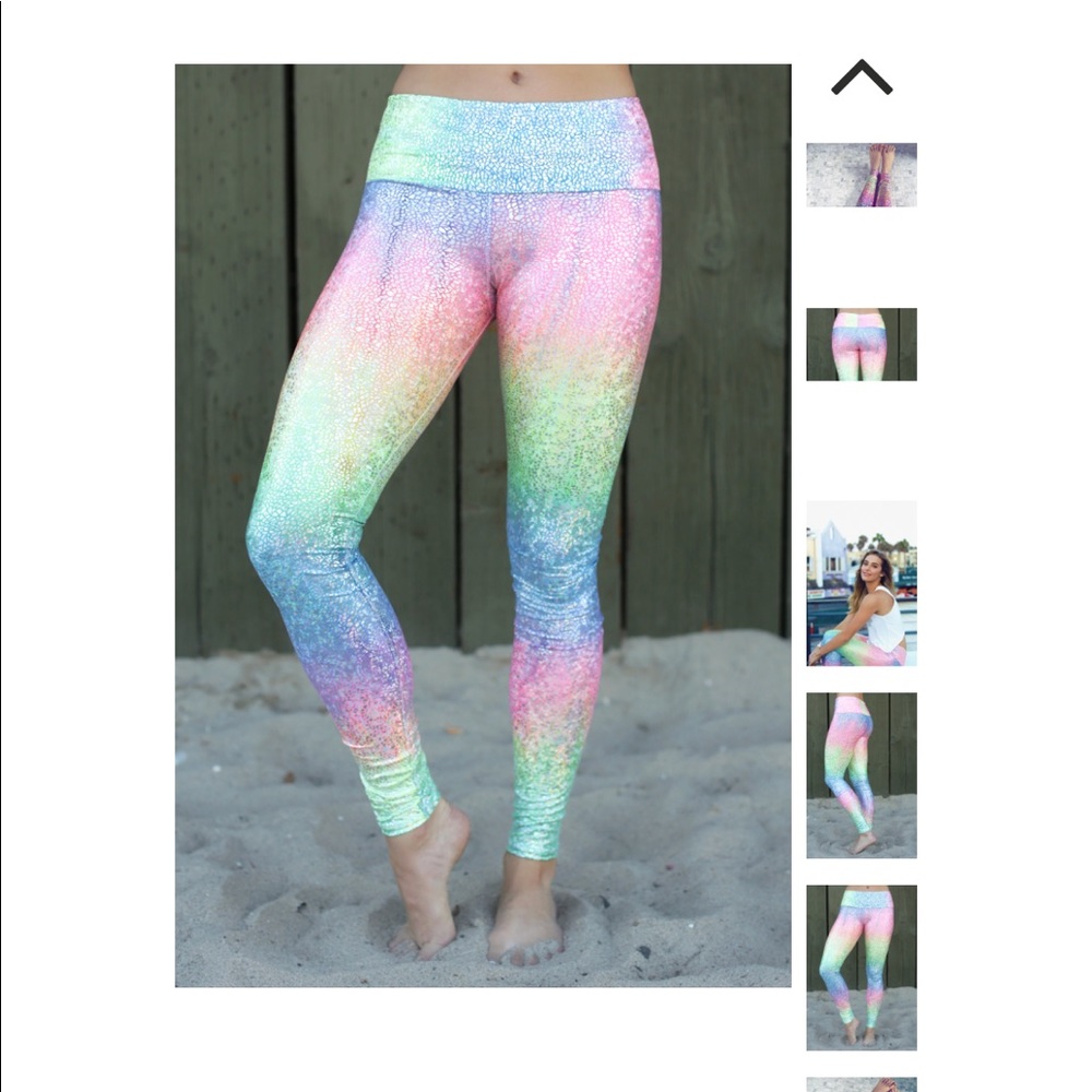 Pink and Blue Sequin Leggings with Holographic Effect - Picture 8 of 10